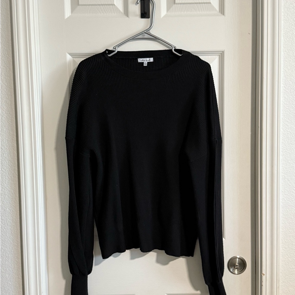 White Birch Black Ribbed Knit Top